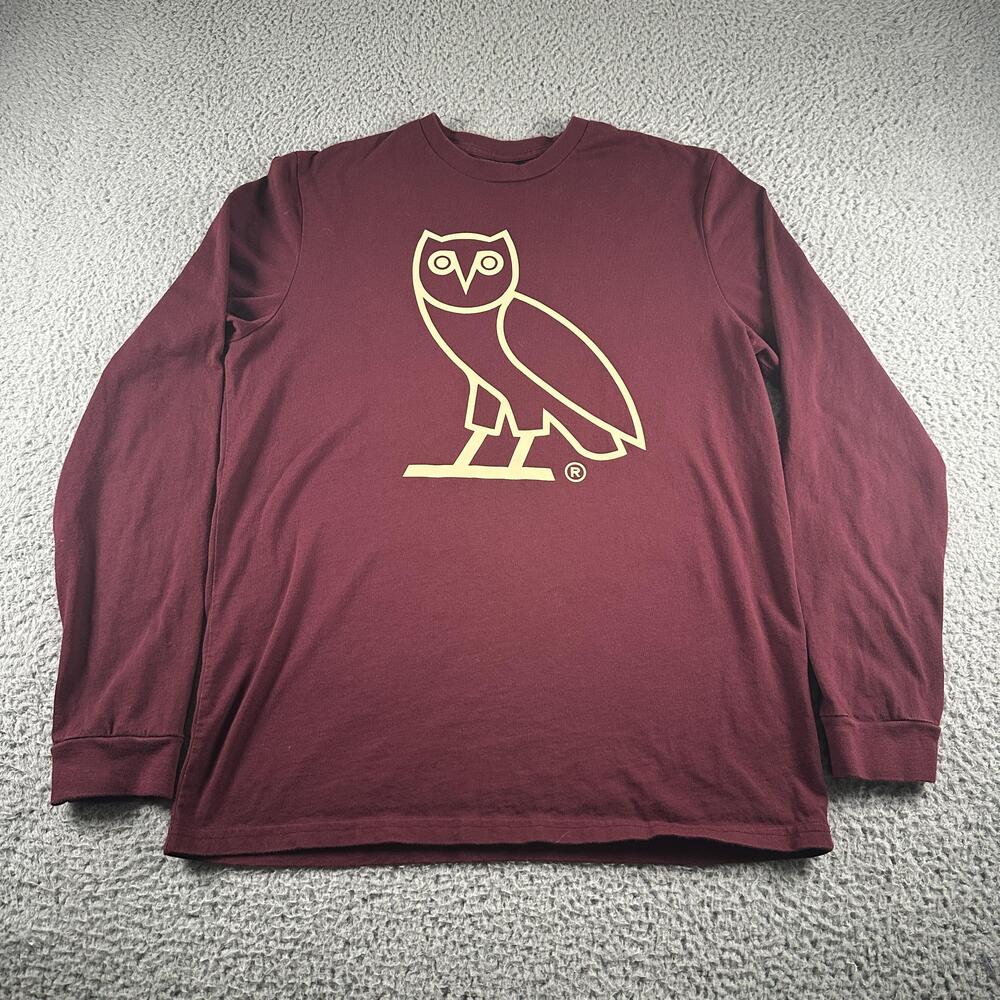 October's Very Own Shirt Mens M Red Long Sleeve Logo OVO Tee Drake Streetwear